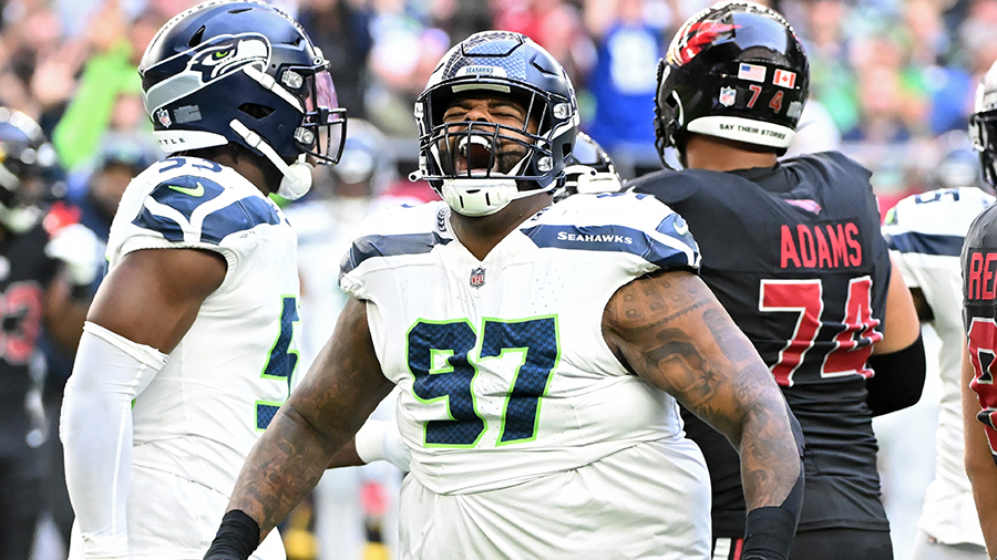 Seattle Seahawks Johnathan Hankins celebrates his sack Arizona Cardinals 2024...