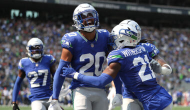 Seattle Seahawks celebrated interception...