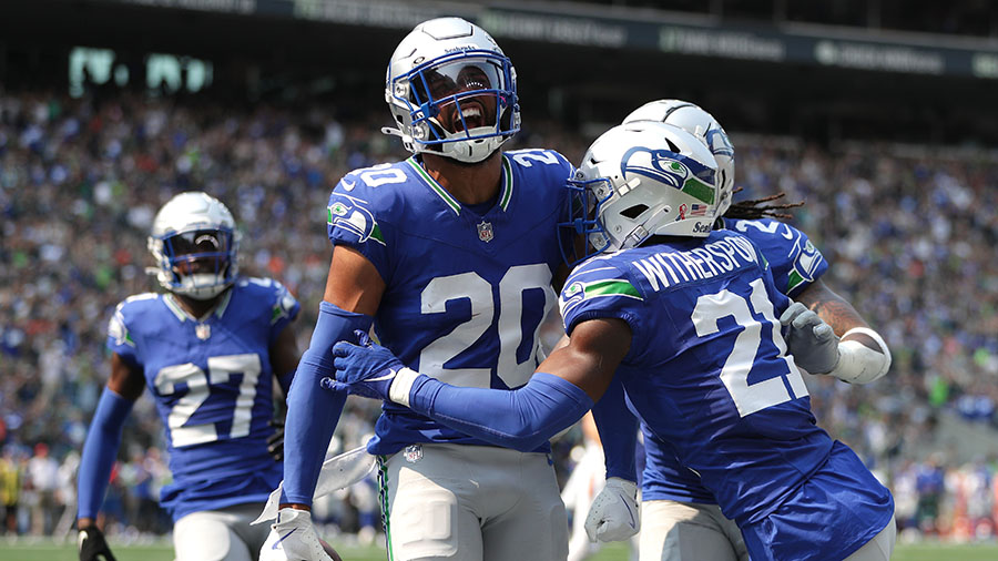 Seattle Seahawks celebrated interception...