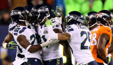 Seattle Seahawks Kam Chancellor interception Denver Broncos Super Bowl 2014...
