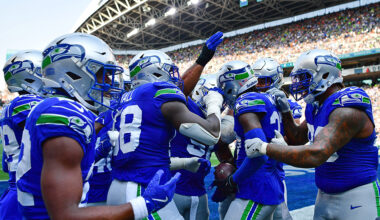 Seattle Seahawks royal blue throwback uniforms 2024...