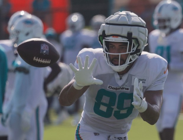 Miami Dolphins tight end Julian Hill (89) catches a pass...