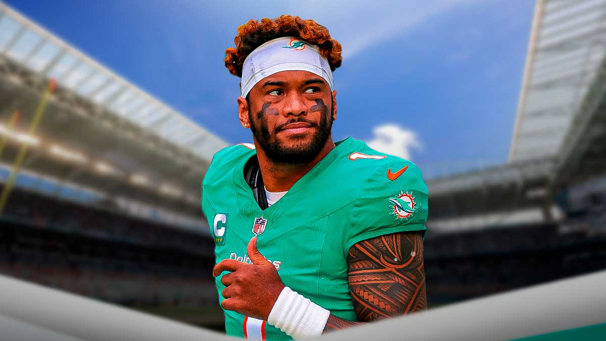 Tua Tagovailoa in a Dolphins jersey.