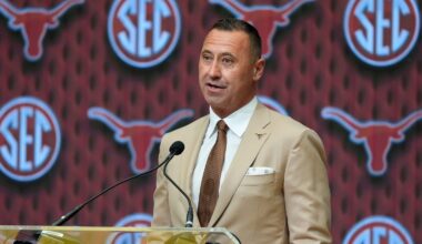 SEC plays Texas A&M fight song for Texas coach Steve Sarkisian