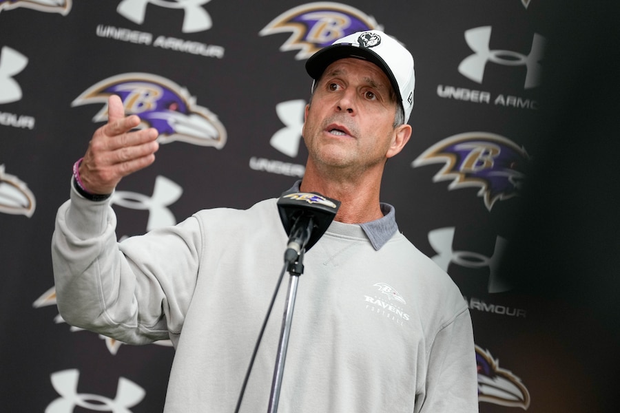 Why did Ravens coach John Harbaugh meet with President Trump?