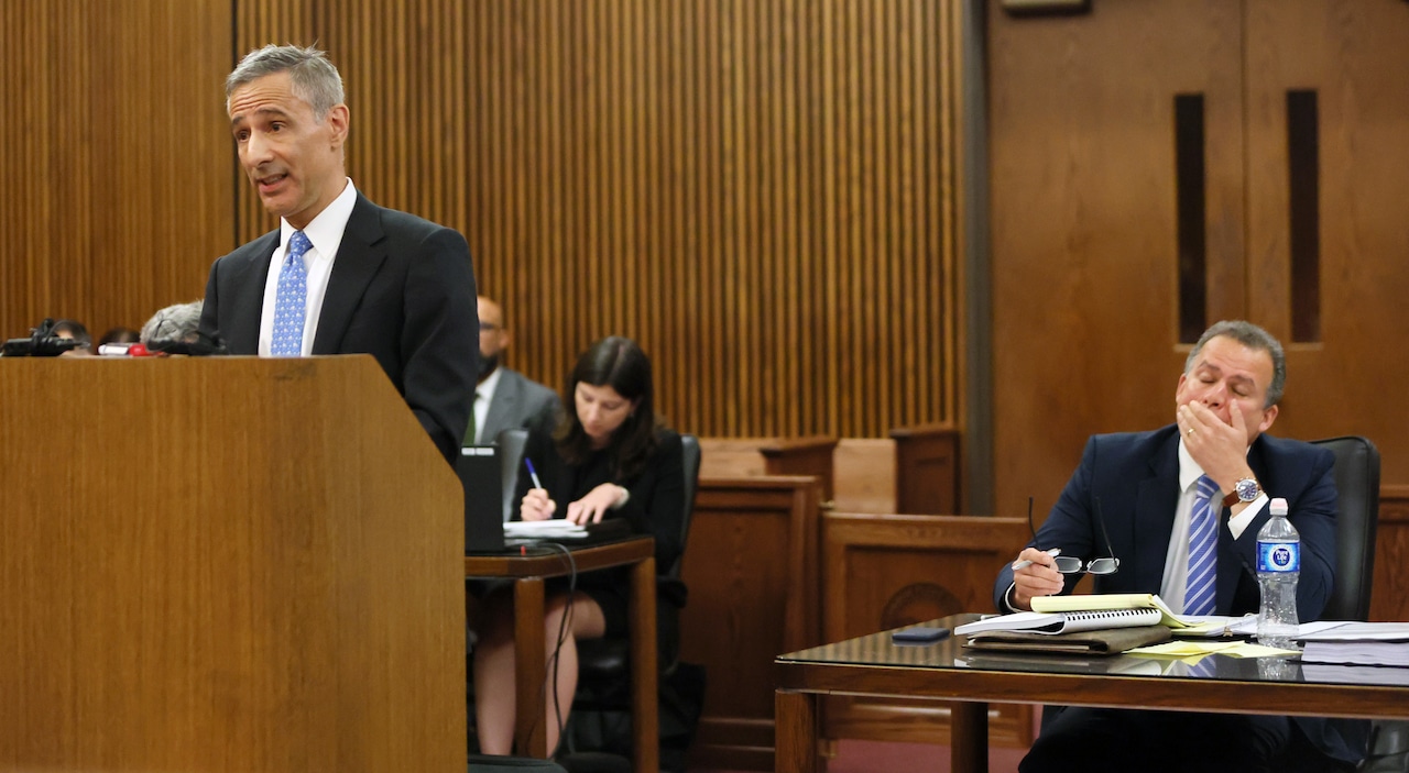 Lawyers for the Cleveland Browns and the city of Cleveland   present evidence in their civil suit at Cuyahoga County Common Pleas court