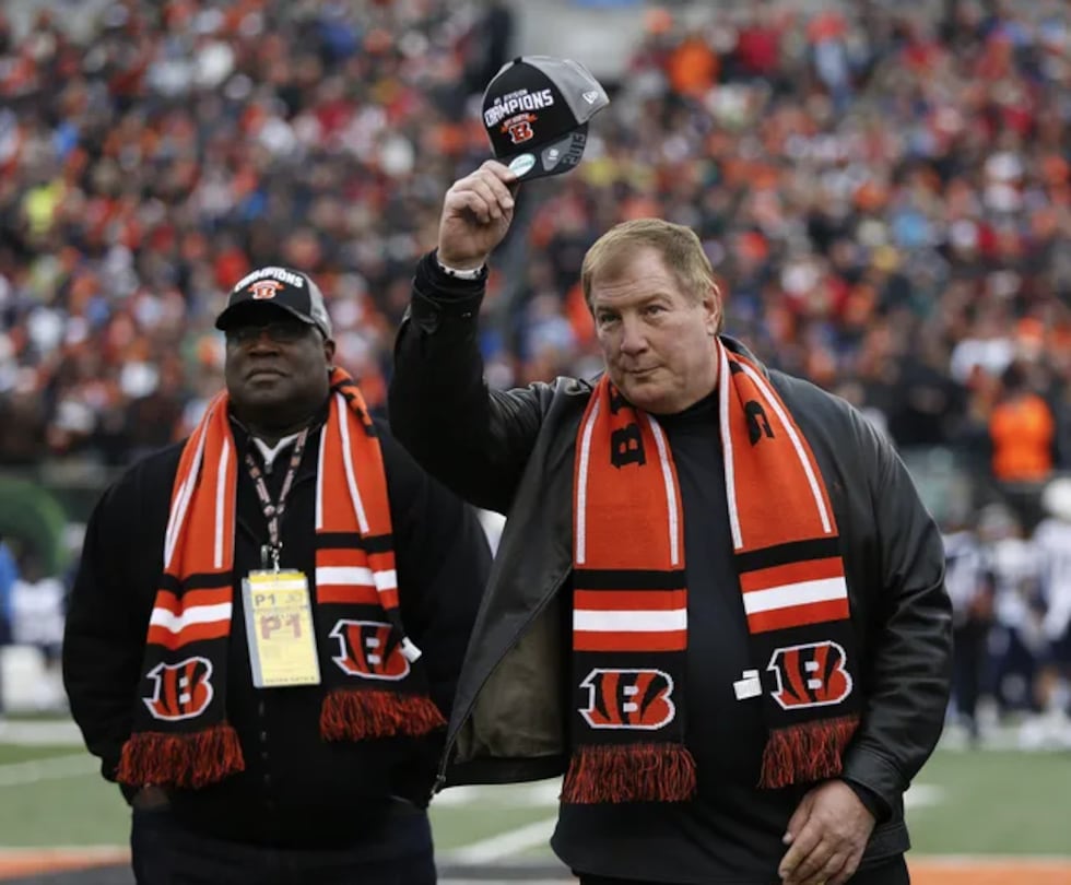 Dave Lapham, along with other former players from the Freezer Bowl game, were honored prior to...