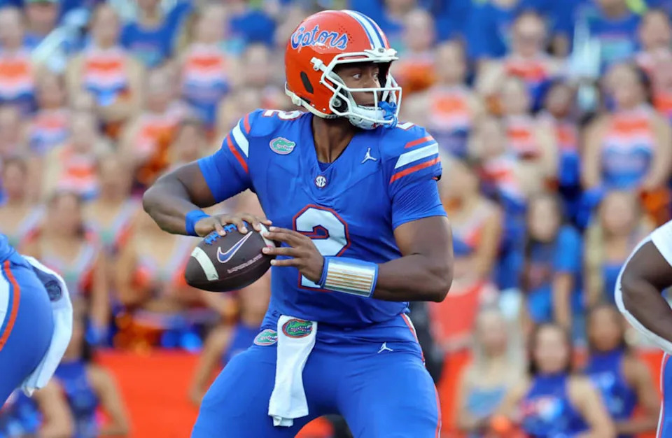 Florida Gators quarterback DJ Lagway preparing to throw a football.Kim Klement Neitzel-Imagn Images