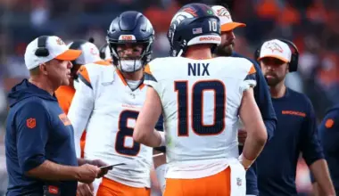 Denver Broncos AFC West head coach Sean Payton and quarterback Bo Nix