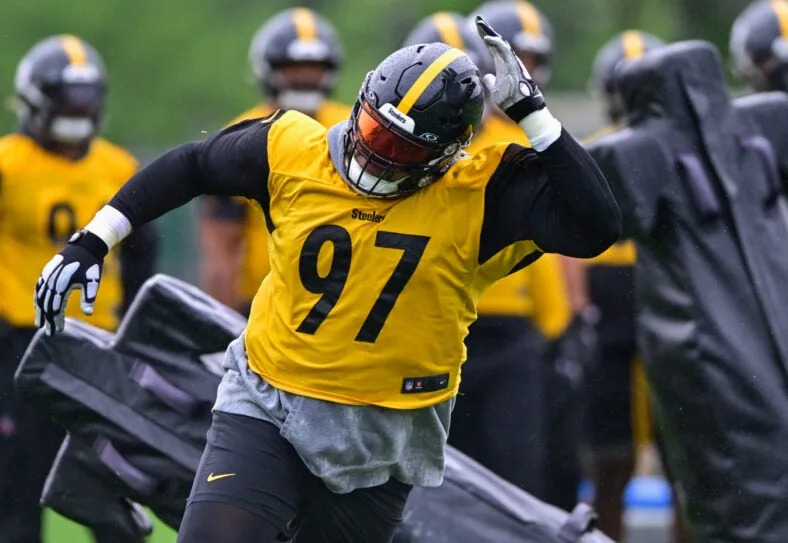 Pittsburgh Steelers defensive tackle Cameron Heyward at practice on May 28, 2025 — Ed Thompson / Steelers Now