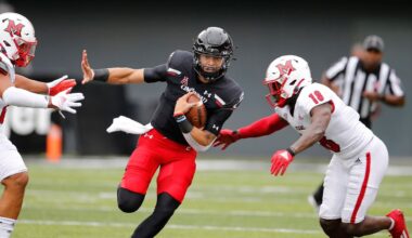 Cincinnati's Desmond Ridder plays against Miami of Ohio during an NCAA college football game Saturday, Sept. 4, 2021, in Columbus, Ohio. (AP Photo/Jay LaPrete)