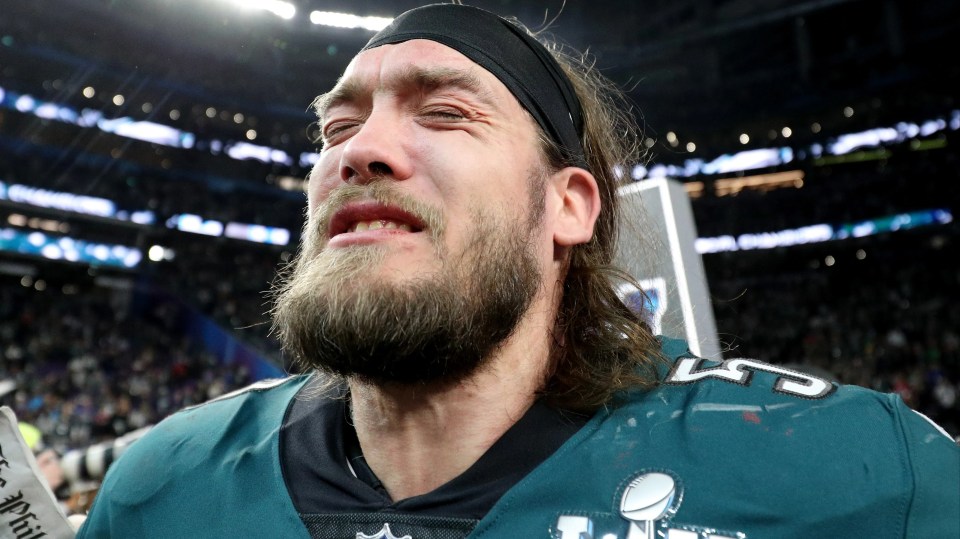 Bryan Braman #50 of the Philadelphia Eagles celebrates their Super Bowl LII victory.