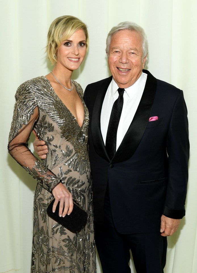 Dana Blumberg and Robert Kraft at the Elton John AIDS Foundation Academy Awards Viewing Party.