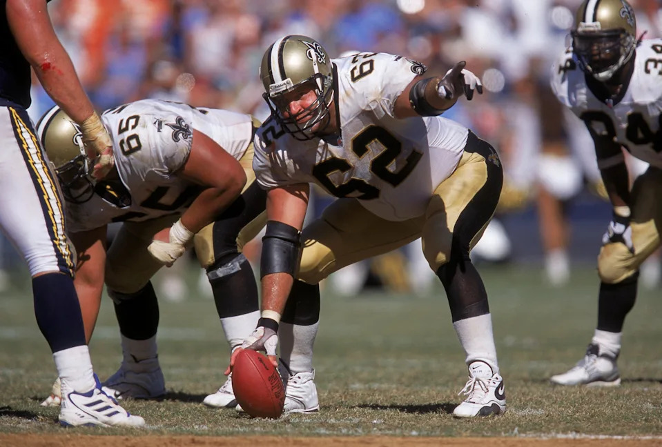 10 Sep 2000: Center Jerry Fontenot #62 of the New Orleans Saints grips the ball as he waits for the snap during the game against the San Diego Chargers at Qualcomm Stadium in San Diego, California. The Saints defeated the Chargers 28-27.Mandatory Credit: Stephen Dunn /Allsport