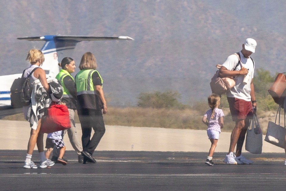 Patrick Mahomes with his family departing from Los Cabos, Mexico.