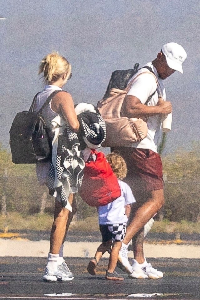 Patrick Mahomes, his wife Brittany, and their children departing from Los Cabos, Mexico.