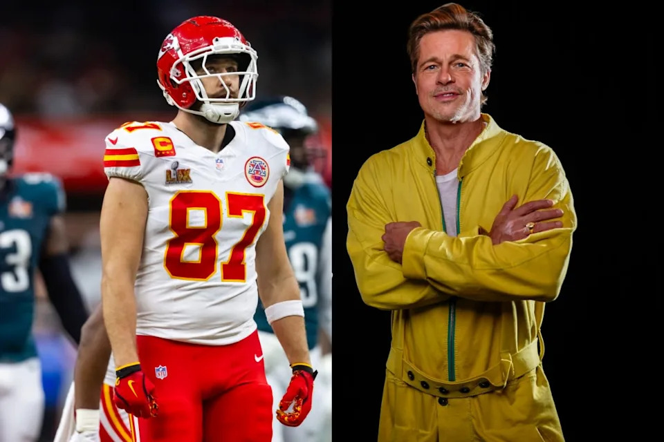 Actor Brad Pitt appeared on the podcast of Kansas City Chiefs TE Travis Kelce and his brother, Jason Kelce.Mark J. Rebilas-Imagn Images / Robert Hanashiro-USA TODAY