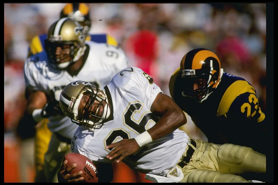 9 Dec 1990: Defensive back Vince Buck of the New Orleans Saints moves down the field during a game against the Los Angeles Rams at Anaheim Stadium in Anaheim, California. The Saints won the game, 24-20.