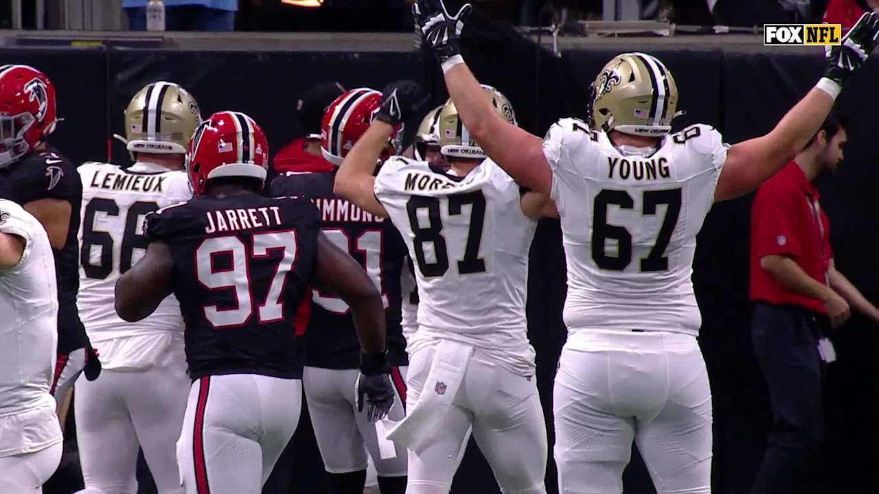 New Orleans Saints revamped offensive line holds up well in unveiling against Atlanta