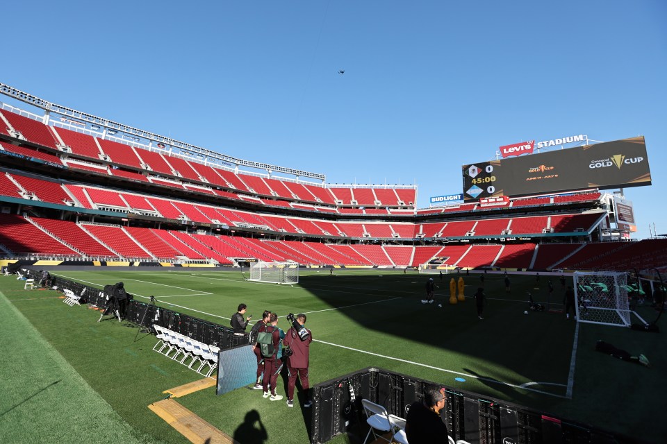SANTA CLARA, CALIFORNIA - JANUARY 20: A general view of a logo on the field prior to an NFL divisional round playoff football game between the San Francisco 49ers and the Green Bay Packers at Levi's Stadium on January 20, 2024 in Santa Clara, California. (Photo by Michael Owens/Getty Images)