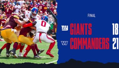 Giants fall to Commanders, 21-18