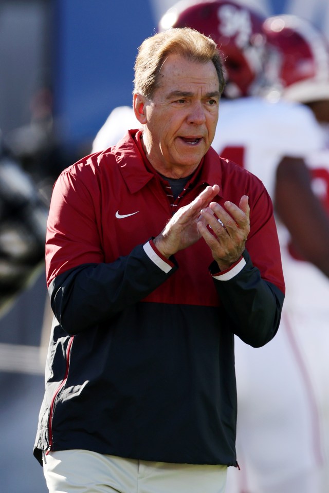 Nick Saban, head coach of the Alabama Crimson Tide, at a football game.