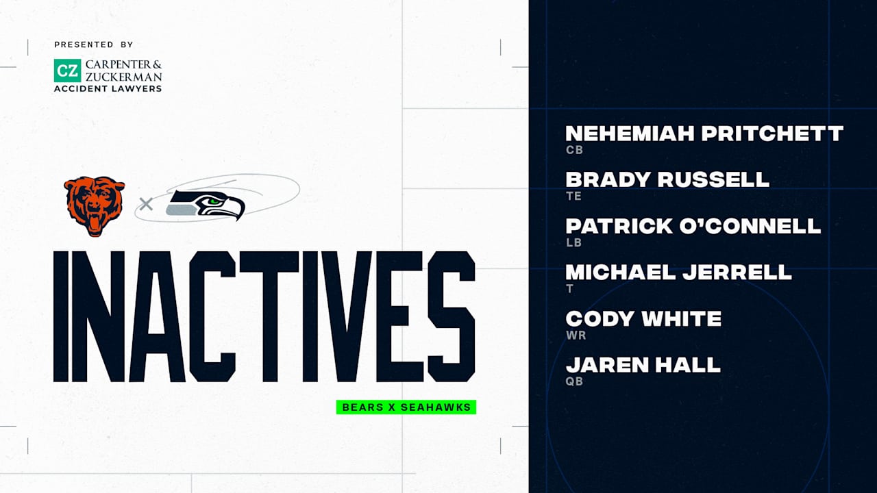 Seahawks at Bears Week 17 Inactives