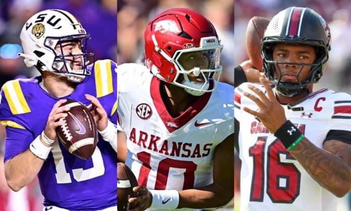 Garrett Nussmeier, Taylen Green, LaNorris Sellers, Arkansas football, LSU football, South Carolina football, NFL Draft