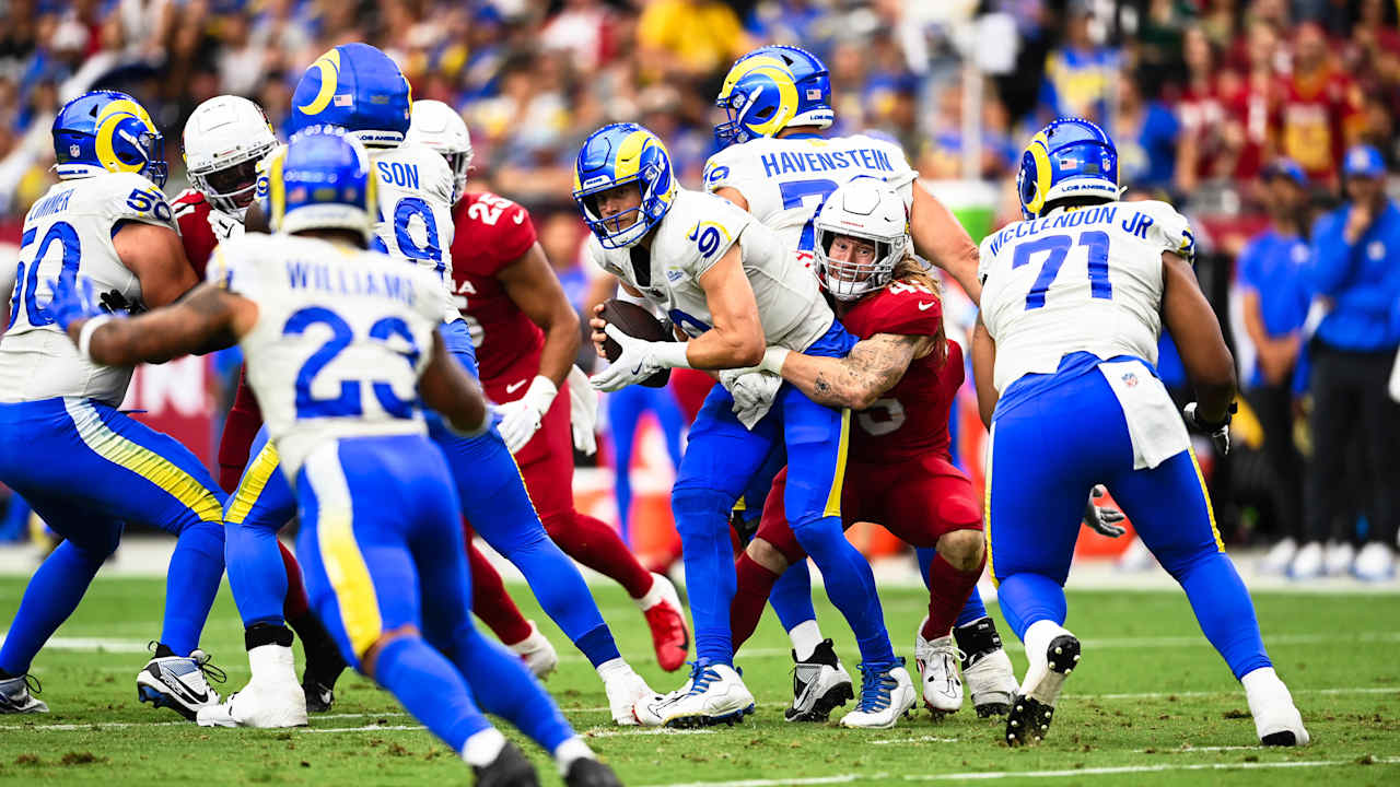 Cardinals OLB Dennis Gardeck has three of team's five sacks in 41-10 rout of Rams