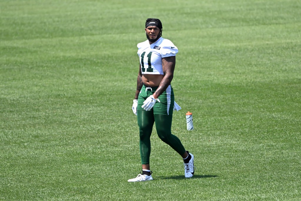 Jets linebacker Jermaine Johnson at minicamp.