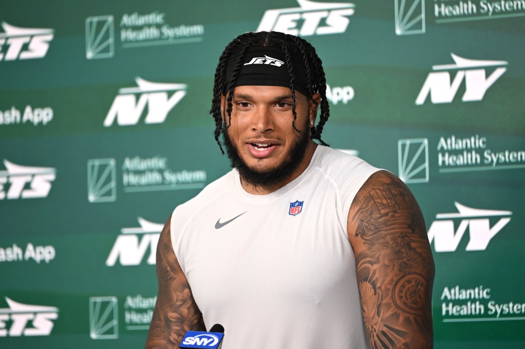 Jets linebacker Jermaine Johnson at minicamp.