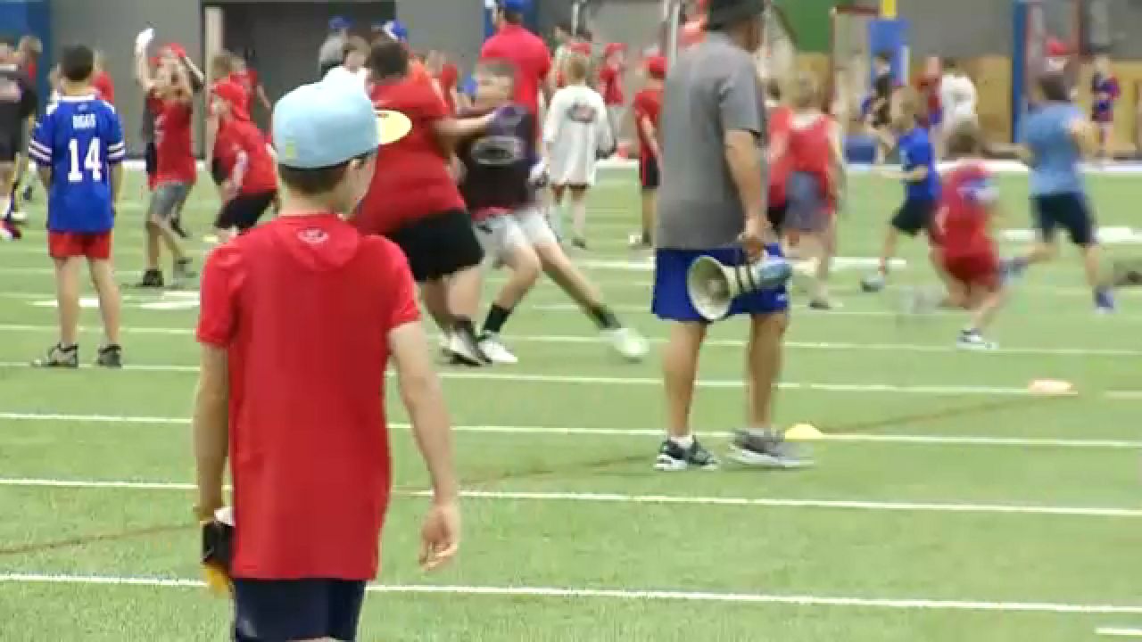 Kids taking part in the Jim Kelly Football Camp