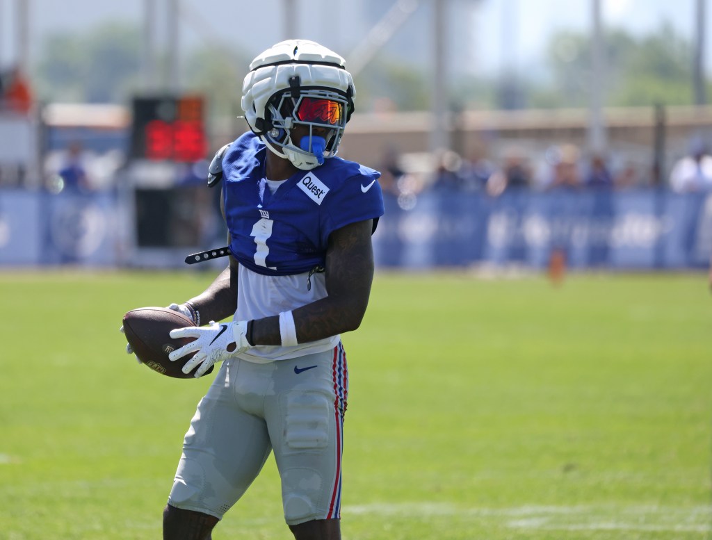 New York Giants wide receiver Malik Nabers at practice.