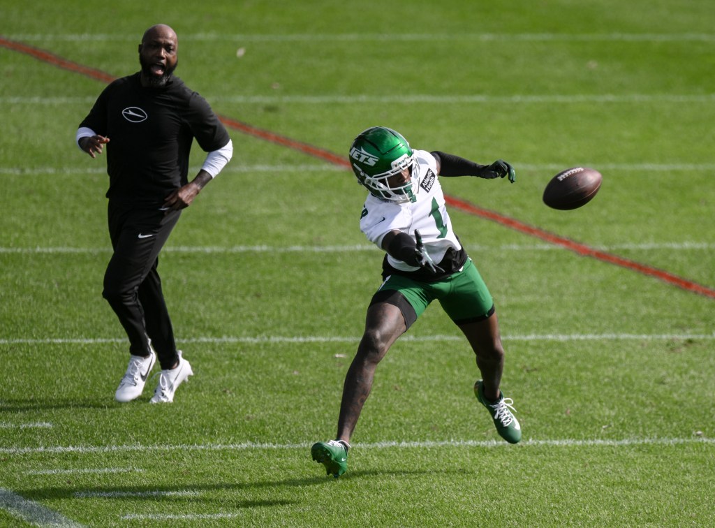 New York Jets cornerback Sauce Gardner at training camp.