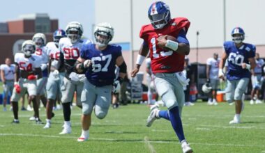 Giants offense wins the day in first padded practice