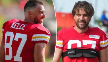 Travis Kelce debuts dramatic haircut at Chiefs training camp