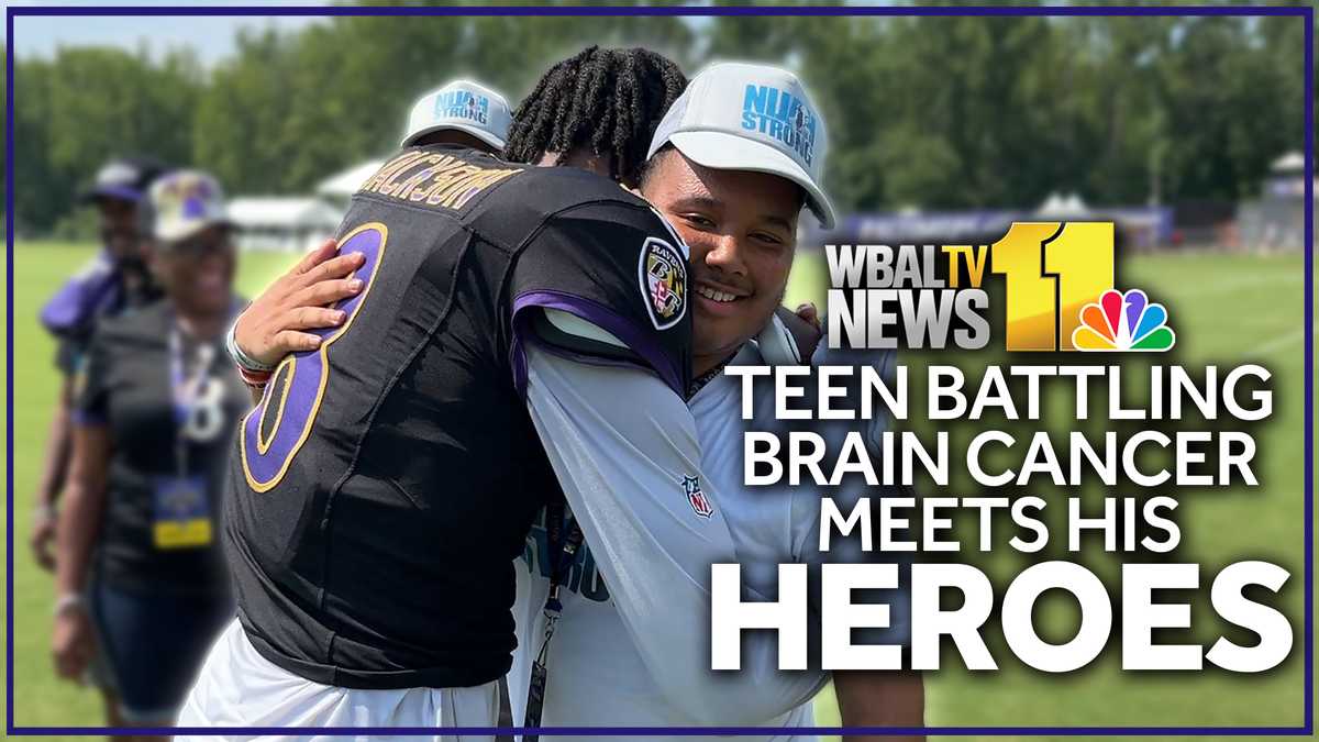 Teen battling brain tumor meets his Ravens heroes Training Camp