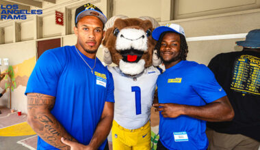 Rams Community | 2025 Rookie Class including tight end Terrance Ferguson, outside linebacker Josaiah Stewart and inside linebacker Chris "Pooh" Paul Jr., embark on community tour to get to know Los Angeles