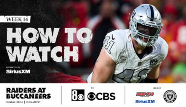 How to watch Las Vegas Raiders at Tampa Bay Buccaneers on December 8, 2024