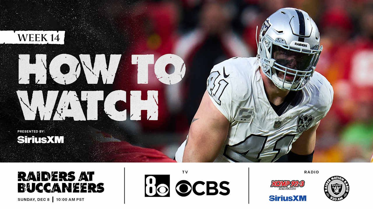 How to watch Las Vegas Raiders at Tampa Bay Buccaneers on December 8, 2024