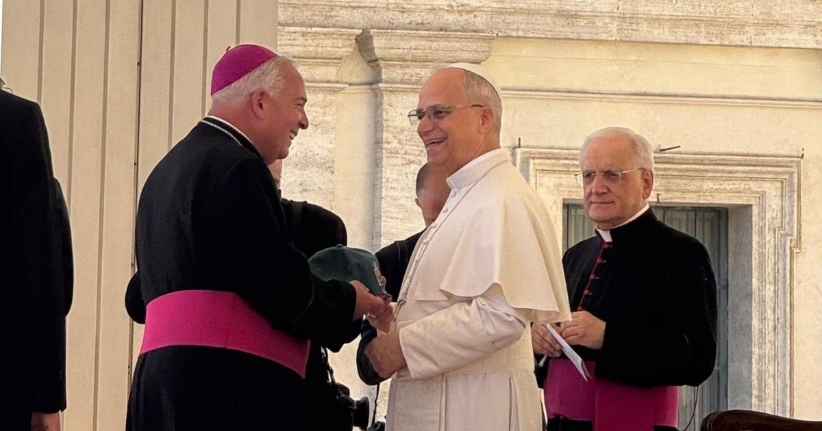 Pope Leo XIV graciously accepts, but doesn't wear, Philadelphia Eagles hat as Philly archbishop visits Vatican
