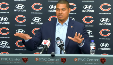 Chicago Bears GM Ryan Poles speaks to the media.