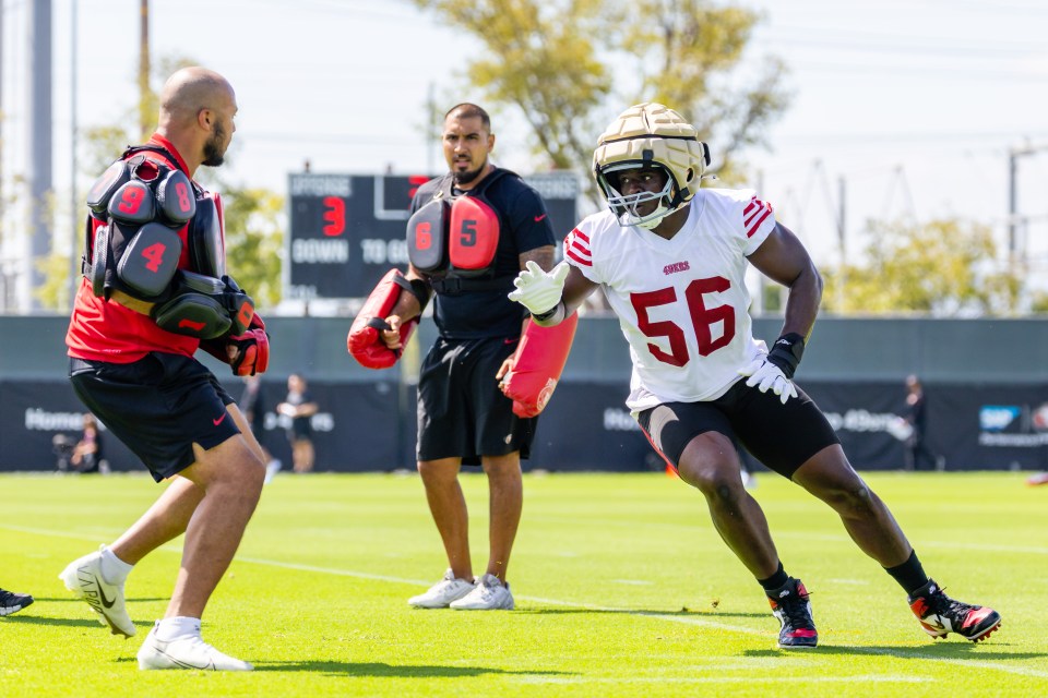 San Francisco 49ers defensive lineman Tarron Jackson (56) at training camp.