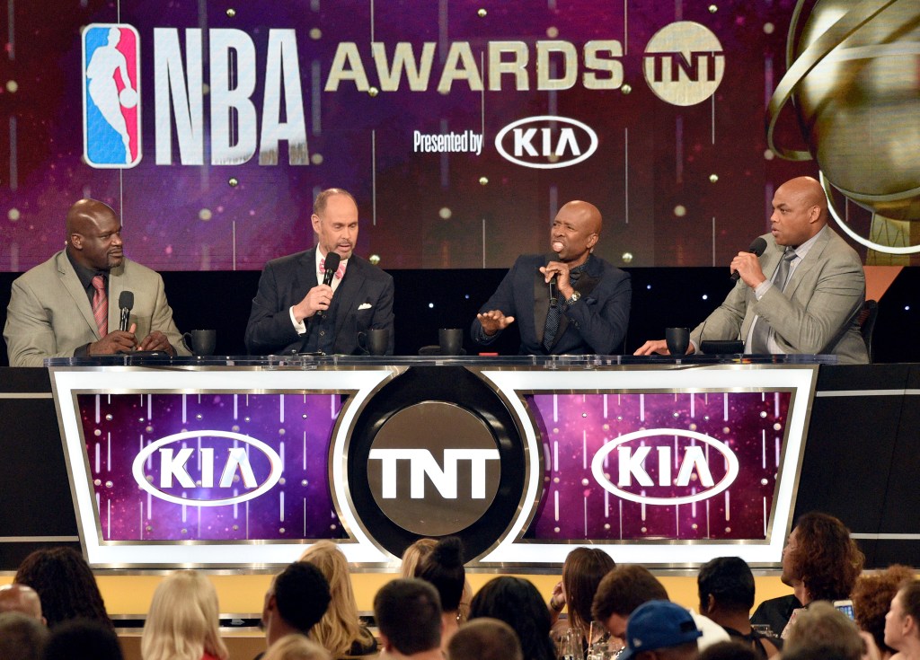 Shaquille O'Neal, Ernie Johnson, Kenny Smith, and Charles Barkley at the NBA Awards.