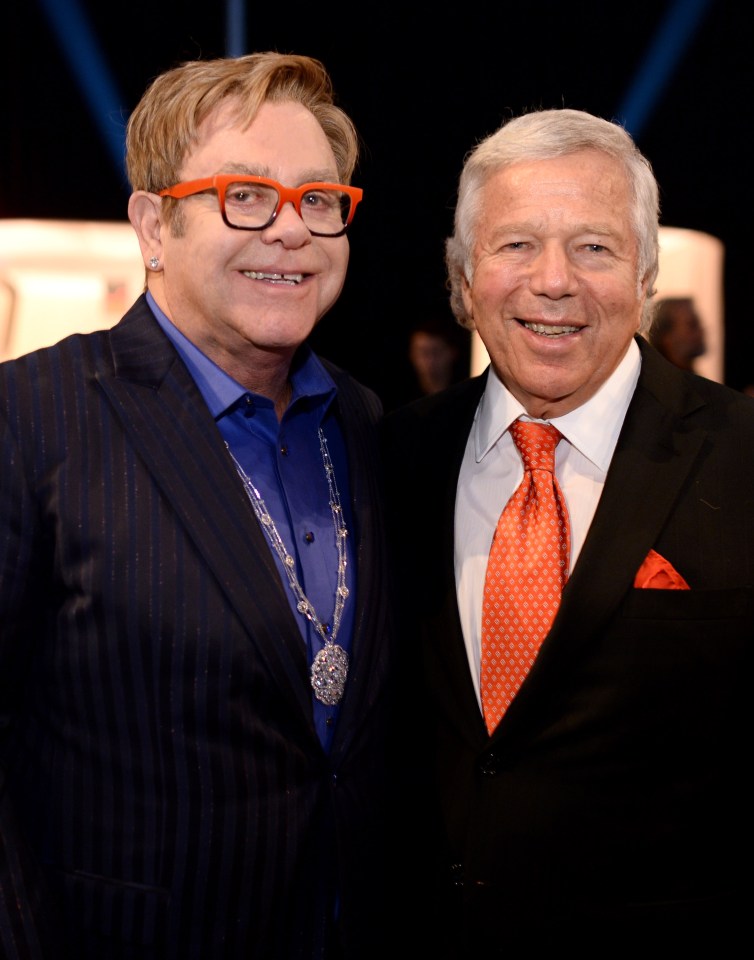 Elton John and Robert Kraft at an awards party.