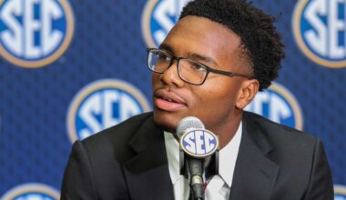 Big Ten, Big Ten secondary, Top Big Ten secondary, Ohio State football, Caleb Downs, Caleb Downs and Rod Moore in respective uniforms, Big Ten logo on graphic, football background