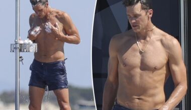 Shirtless Tom Brady rinses off in outdoor shower while yachting in Ibiza on Fourth of July