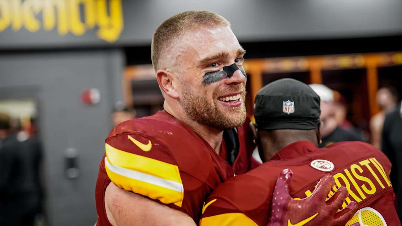 Commanders celebrate earning playoff berth after OT win vs. Falcons