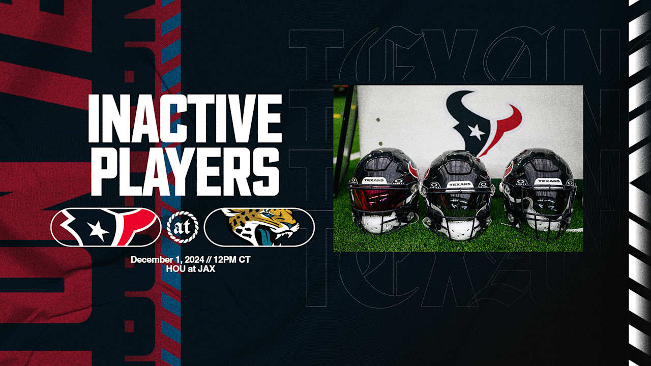 Inactives: Texans without DB Jalen Pitre at Jaguars