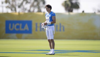 Justin Herbert wears red-tinted contact lenses at Chargers camp